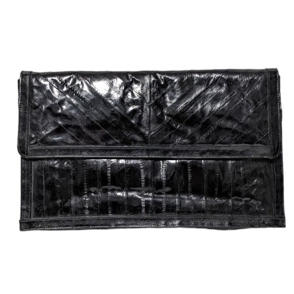 VINTAGE Eel Skin Flap Clutch - Picture 1 of 11